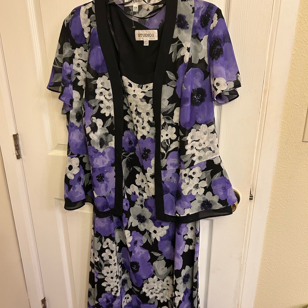 Studio 1 Purple Flutter Sleeve Maxi Dress